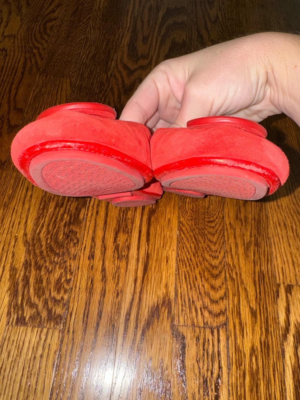 Tory Burch Ruby Red Suede Minnie Travel Ballet Flats - Picture 3 of 6
